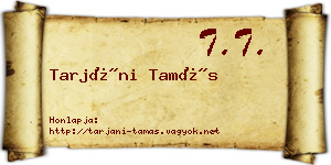 Tarjáni Tamás névjegykártya